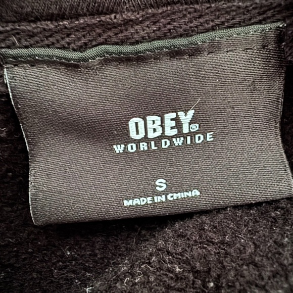 Obey Black Graphic Print Fleece Angela Davis Power Equality Hoodie Size Small - Picture 9 of 11